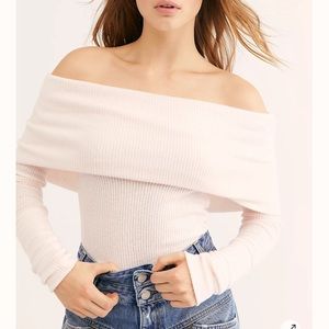 We the Free Baby Pink Off the Shoulder Sweater